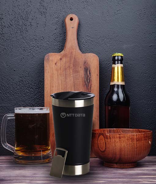Copo termico Preto com abridor - TheCompanyStore